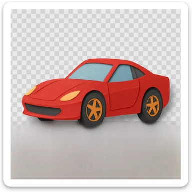 red Ferrari sports car, paper craft style sticker
