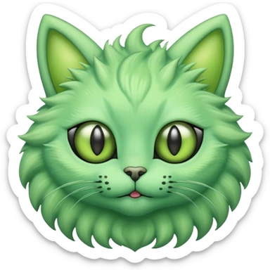 I want a cute fluffy green cat with alien eyes and alien antennas sticker