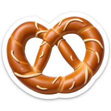 Pretzel Cinematic Realistic Pretzel Snack Emoji, depicted as a single, perfectly twisted pretzel with a glossy, salted crust, rendered with lifelike textures and warm, inviting lighting. sticker