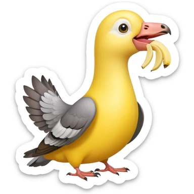 A banana in pigeon's beak sticker