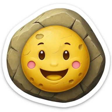 make the yellow emoji face eat a boulder sticker