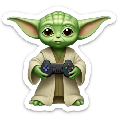 Bébé Yoda qui joue a la Playstation sticker