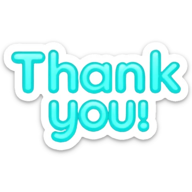 THE WORDS THANK YOU IN NEON TEAL RESEMBLING A NEON SIGN sticker
