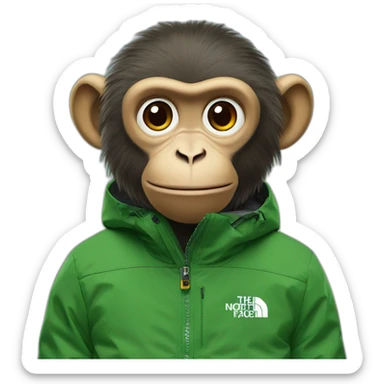 Monkey in a the north face green jacket sticker