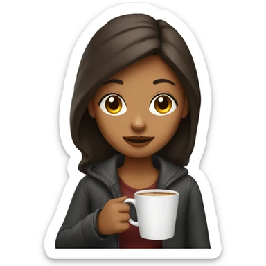 a girl with a coffee  sticker