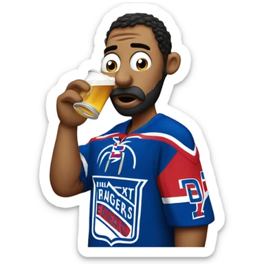 Sad new york rangers fan drinking a beer  sticker