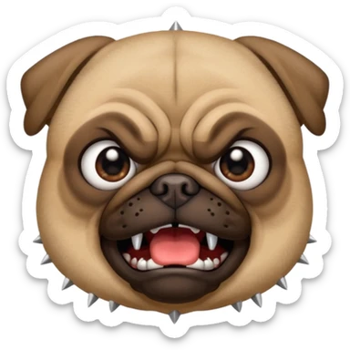 angry pug dog showing anger with spiked collar emoji style iPhone sticker