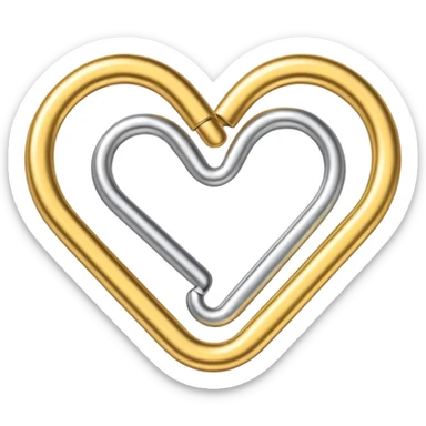 the heart is made from a paper clip, one side is gold and the other is silver sticker