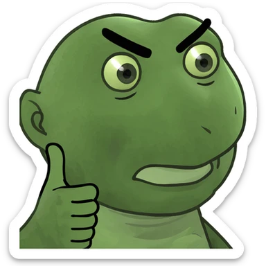 Straight face with hand pointing  sticker