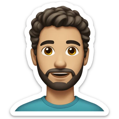 A young man with dark brown hair and a medium short beard sticker
