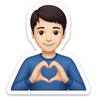 Un garçon beau qui fait un cœur avec des cheveux noir sticker