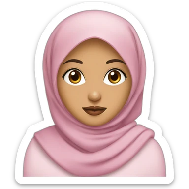 hijabi girl with brown eyes and pink lips look to computer  sticker