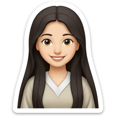 Palestinian girl smiling with long dark hair wearing a thobe dress, minimal background sticker