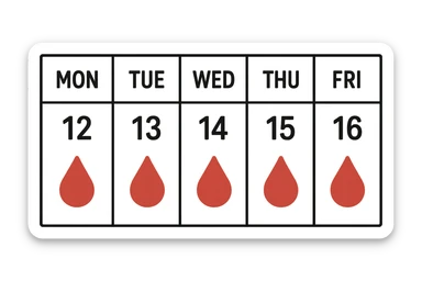 calendario con 5 giorni di fila segnati per il ciclo sticker