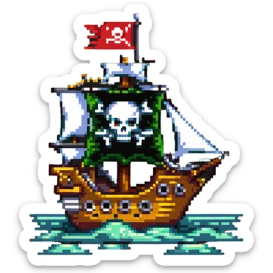 pirate ship with skull flag sticker