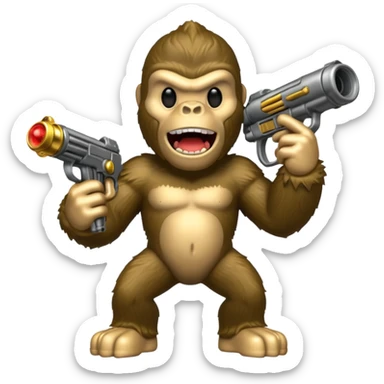 King Kong goofy emoji with ray gun from COD Zombiesr sticker
