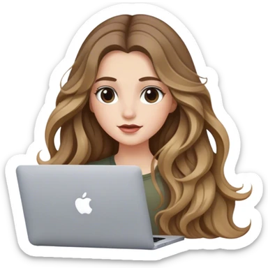 Chica blanca cabello largo con ondas balayage con MacBook  sticker