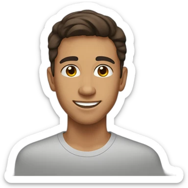 An Maghreb teenager with a middle part and brown hair. He smile and has a clear complexion. sticker