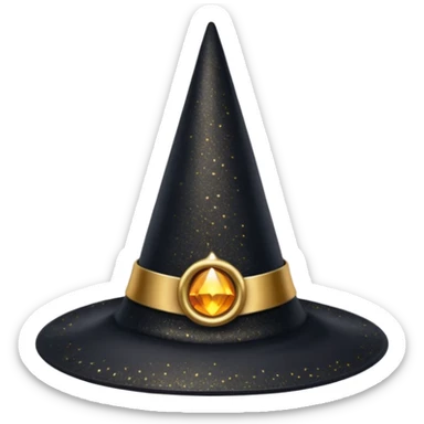 Black witch hat with glitter and golden details sticker