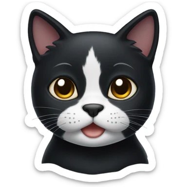 Black cat with a white left upper lip and white chin  sticker