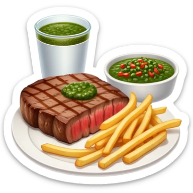 Steak with green sauce and French fries sticker