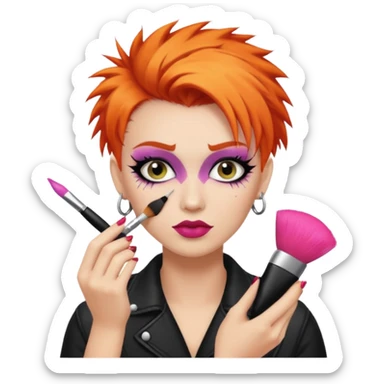 Punk haired make up artist sticker