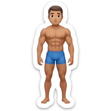 Shirtless buff guy posing but his legs are very small sticker
