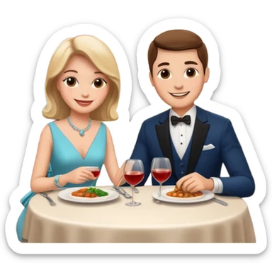  couple sitting and having dinner in a restaurant sticker