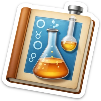 open textbook with a flask above it sticker