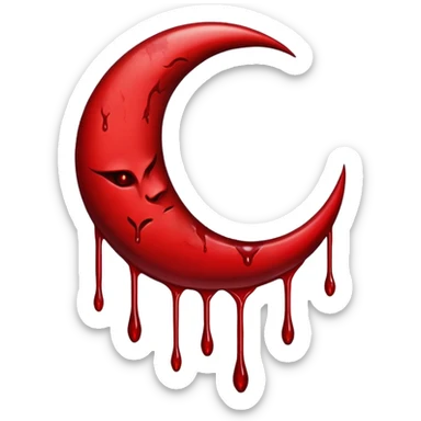  crescent moon with blood dripping from it red dark sticker