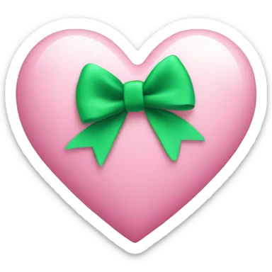 Pink heart with green bow sticker