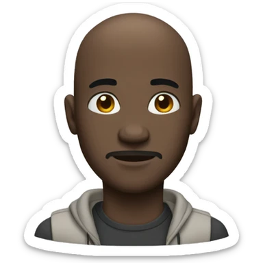 black bald guy with a moody face wearing a casual outfit sticker