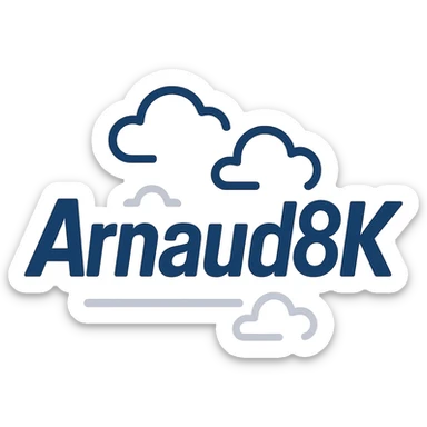 logo featuring the text 'Arnaud8K' in a modern, bold style, suitable for branding sticker