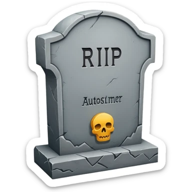 RIP tombstone with label "RIP AutoTrainer" sticker