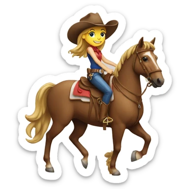Cowgirl riding horse 4th july sticker
