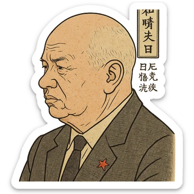 ukiyo-e style portrait of Nikita Khrushchev sticker