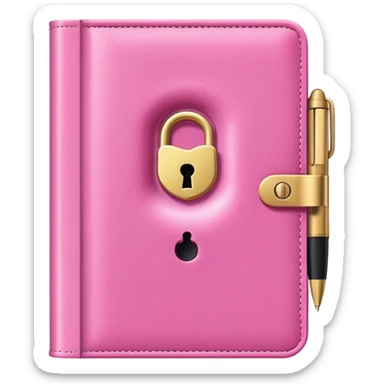 Pink diary with lock and fuzzy pen sticker