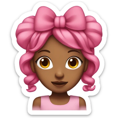 brown skinned girl with pink hair and pink bows on her head sticker