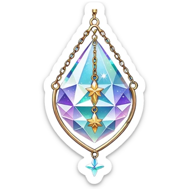 Sparkly glittery aesthetic chained Iridescent suncatcher hanging crystals and tiny stars aesthetic decoration sticker