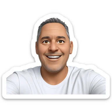 smiling boy in white shirt sticker