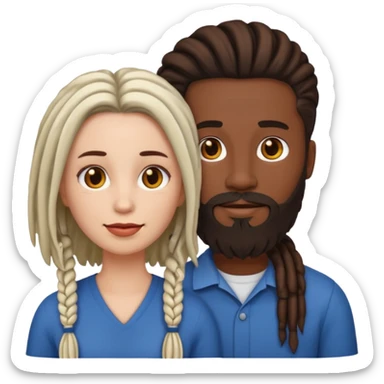 Couple emoji white with man with beard, dark complexion female with mid length locs sticker