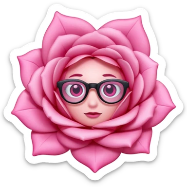 A 3D cartoon rose-pink spectacle with  and soft reflections,., negaive: characters. sticker