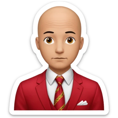 man Bald with red necktie, red dress,tatto. sticker
