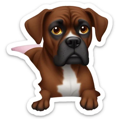Dark Brown Boxer dog in bed  sticker