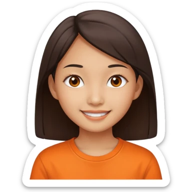 Asian narrow eyed girl with orange shirt sticker