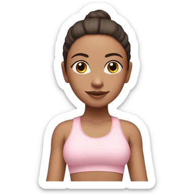 white brunette yoga girl in light pink yoga outfit sticker