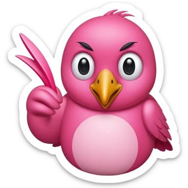 Pink bird finger  sticker
