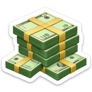 cash pile, make bills rectangular, next to a 10x sticker