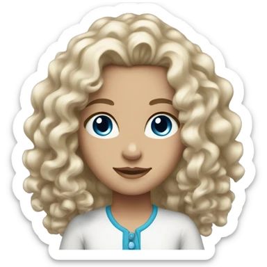 White girl curly mid length hair blue eyes sticker