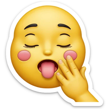 yellow emoji with the eyes closed with tongue sticking out doing the pinch motion ￼ sticker